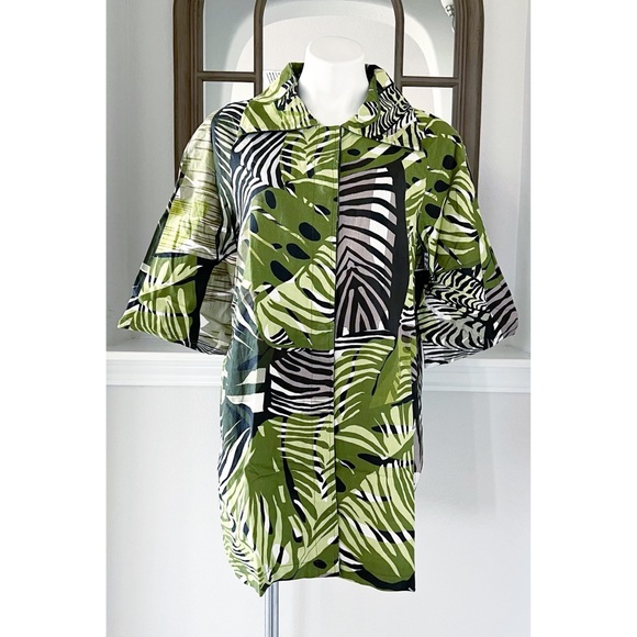 TALIE Jackets & Blazers - TAILE Linen-blend Palm Leave Print Jacket Button Up, Green Size M New w/Tag $159
